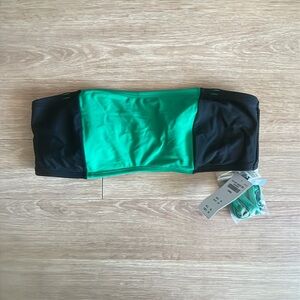 Abercrombie & Fitch Green and Black Strapless Bikini Top Large NWT